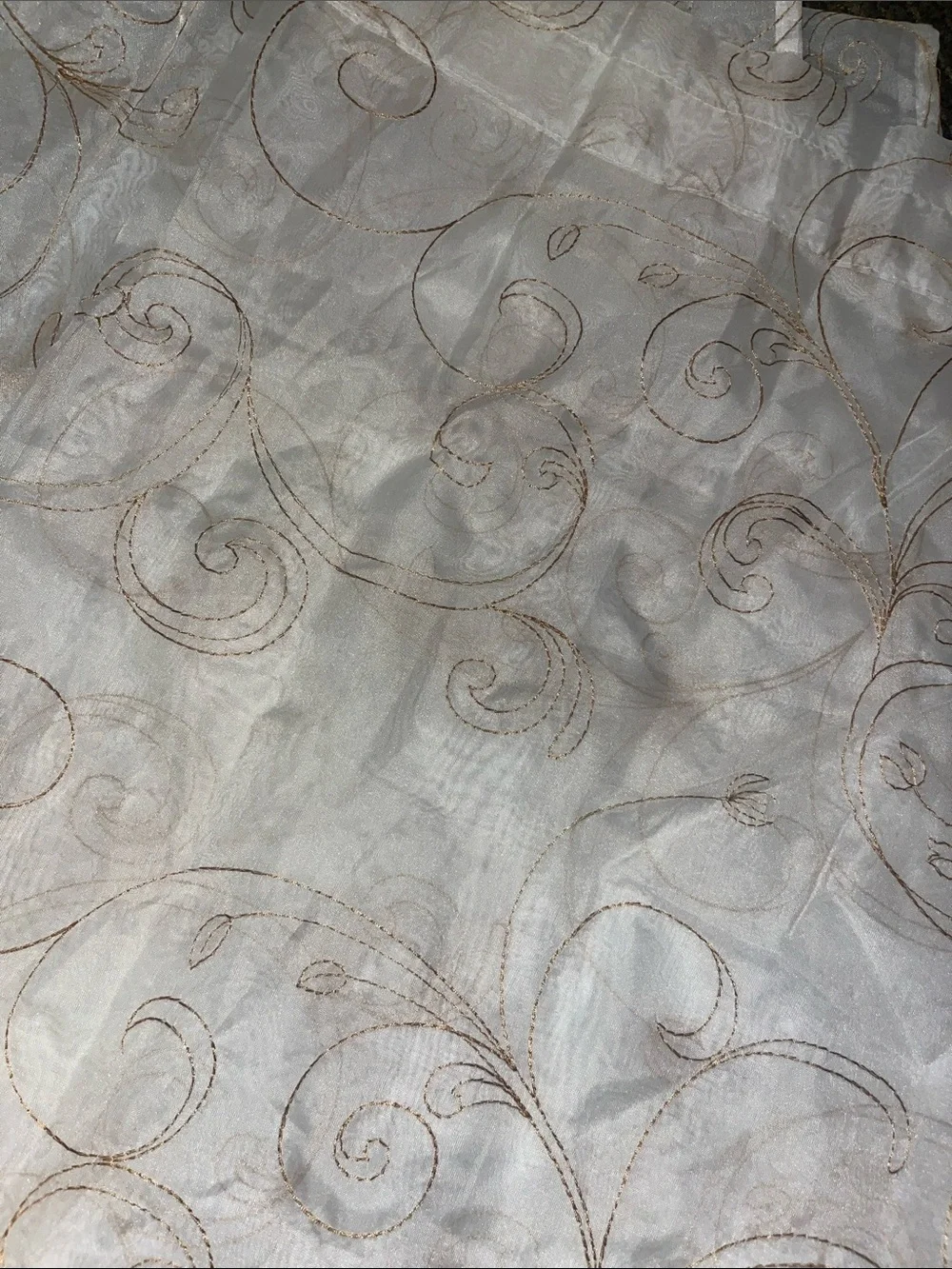 Better Homes And Gardens Ivory Sheer Curtain Panel with Gold Embroidery